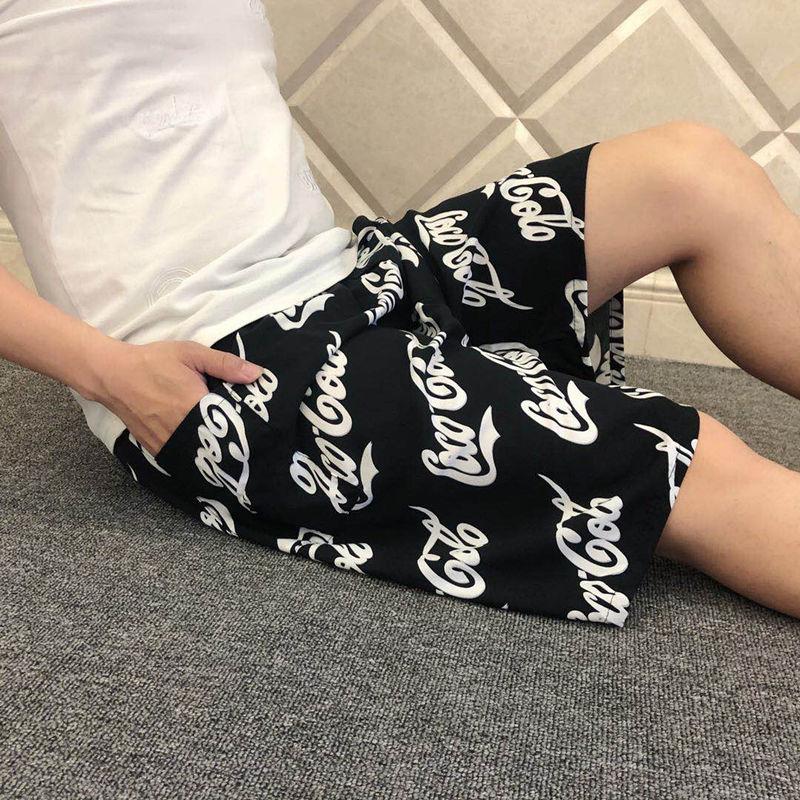 Summer Thin Men's Pajama Pants Five-point Pants Beach Pants Loose Plus Size Shorts Straight Pants