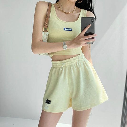 Street Letter Labeling Sports Shorts Women's High Waist Drawstring Thin Wide Leg Short Pants Loose Casual Three-point Pants Running Shorts for Girl