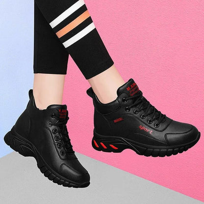 Single Shoes Sports Shoes Women's Shoes All-match Running Shoes Women's Casual Shoes Thick-soled Non-slip Flat Leather Shoes