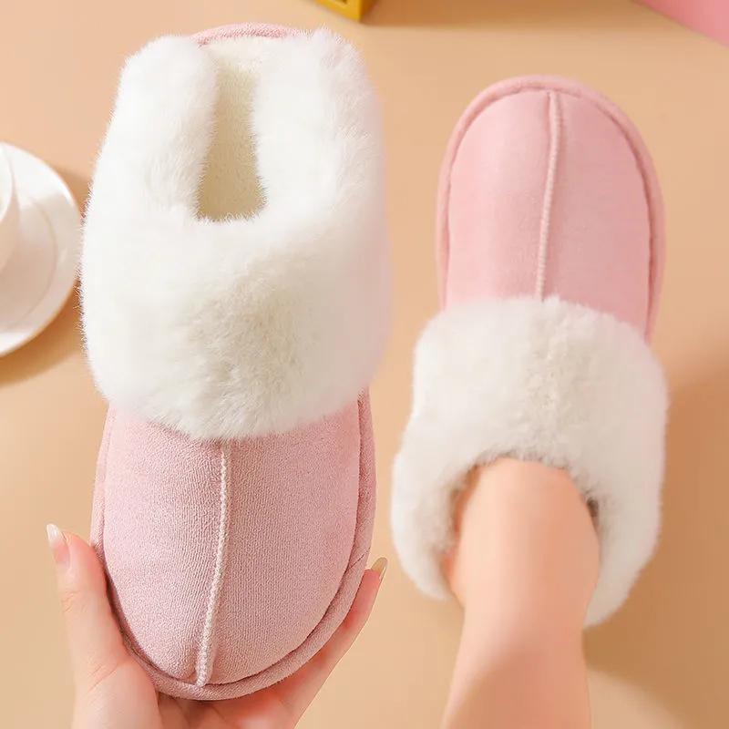 Plush Warm Home Flat Slippers Lightweight Soft Comfortable Winter Slippers Women's Cotton Shoes Indoor Plush Slippers