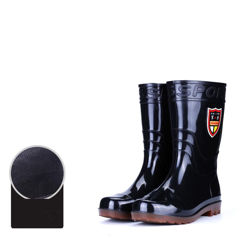 Wear Resistant Rubber Band Bottom Rain Shoes Men's Acid and Alkali Resistant High Cylinder Thickened Rain Boots Anti-skid Car Washing