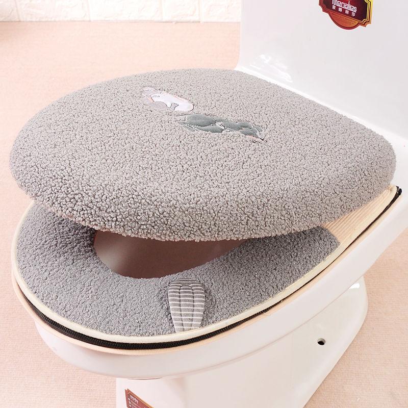 Toilet Cushion Household Set Toilet Cushion Two-piece Set Universal Toilet Cushion Cushion Zipper Toilet Cover Two-piece Set