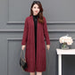 Autumn and Winter Knitted Cardigan Jacket Mid-length Thick Long-sleeved Sweater Pure Color Simple Female Jacket