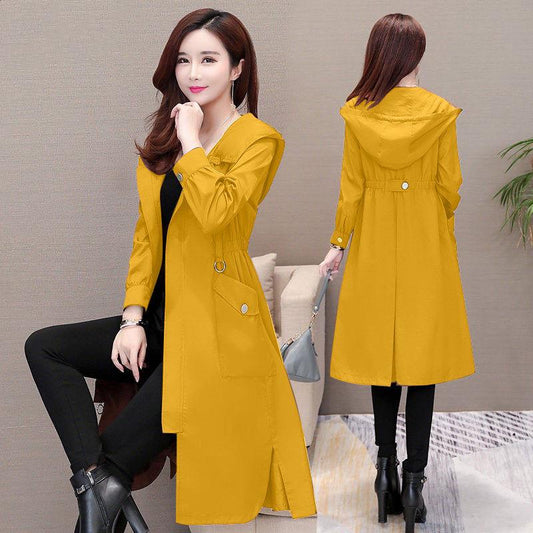 Autumn 2019 Fashion Double Breasted Mid-long Trench Coat Mujer Loose Belt Large Size Windbreak