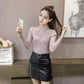 Autumn and Winter Hanging Neck Casual Sweater Retro Scottish Style Top V-neck Thin Women's Bottoming Shirt