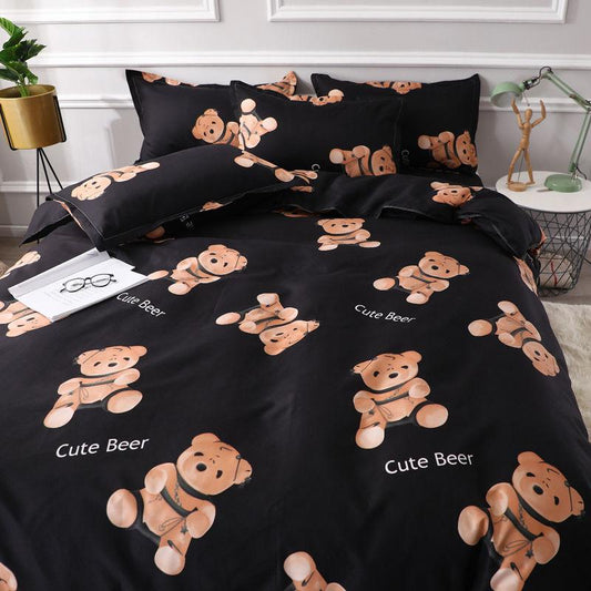 Fashion Household Quilt Cover Four-piece Cartoon Bedding Student Dormitory Bed Sheet Set