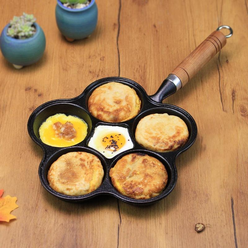 4/6 Holes Omelet Pan for Burger Eggs Ham PanCake Maker Frying Pans Non-stick No Oil Smoke Breakfast Cooking Pot