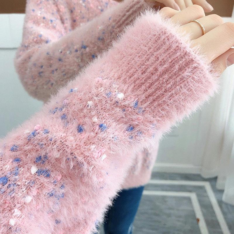 Women's Autumn Sweaters Round Collar Long Sleeve Casual Sweaters Large Size Loose Colorful Versatile Sweaters