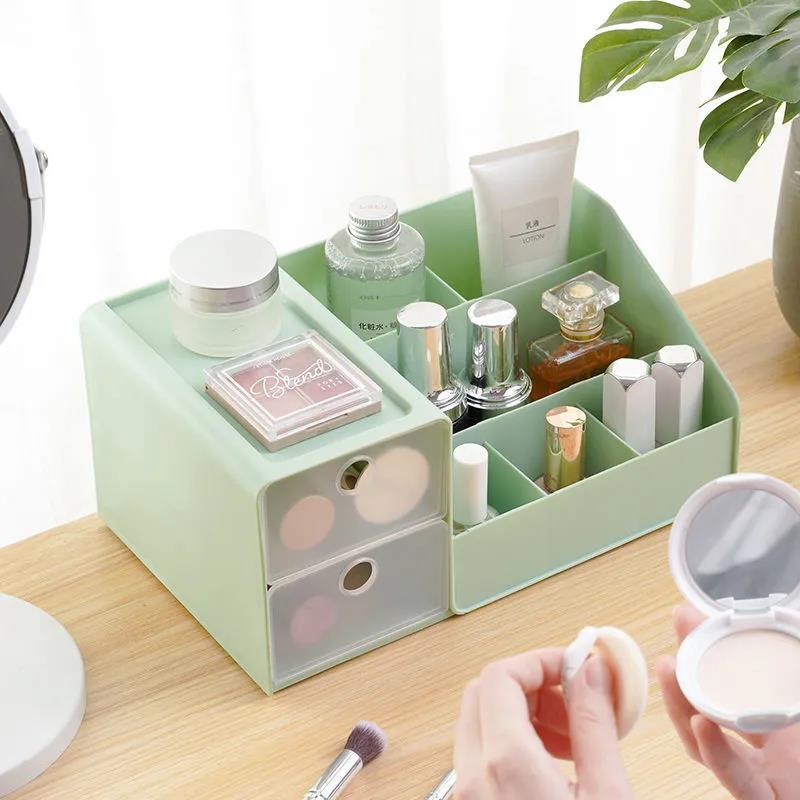 Rganizer Make Up Storage Plastic Box Wooden Large Capacity Cosmetic Storage Drawer Makeup Dressing Table Skin Care Rack Swabs