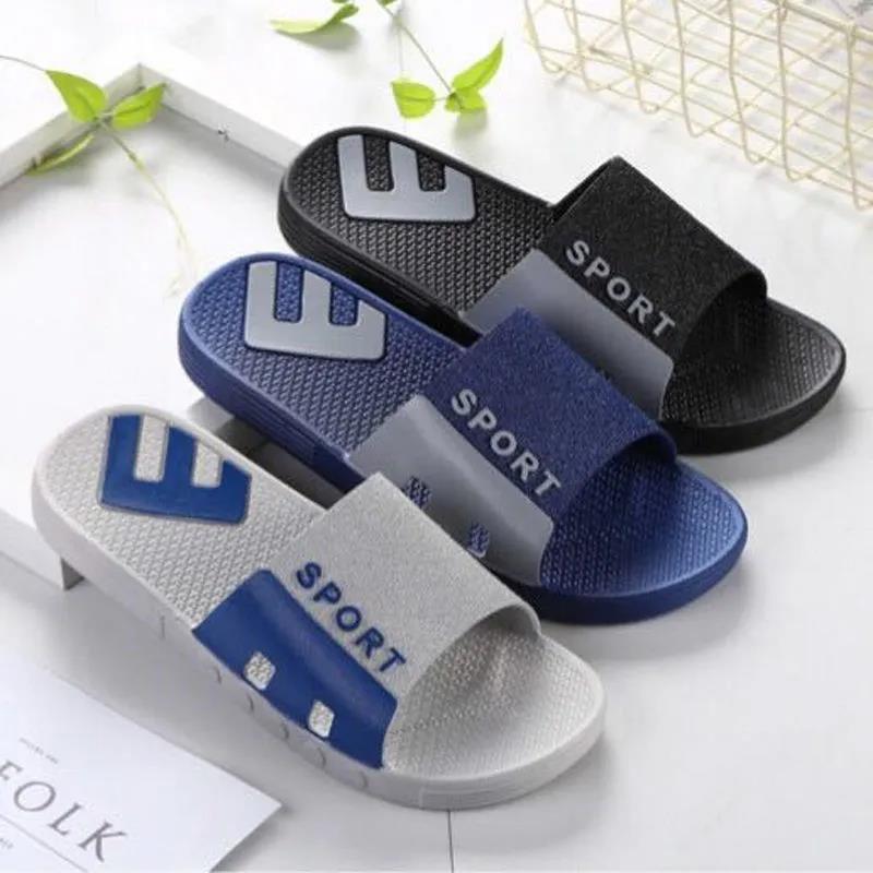 Men's Spring Summer Soft Sole Flat Indoor Bathroom Slippers Large Size Non-slip Outdoor Beach Slipper