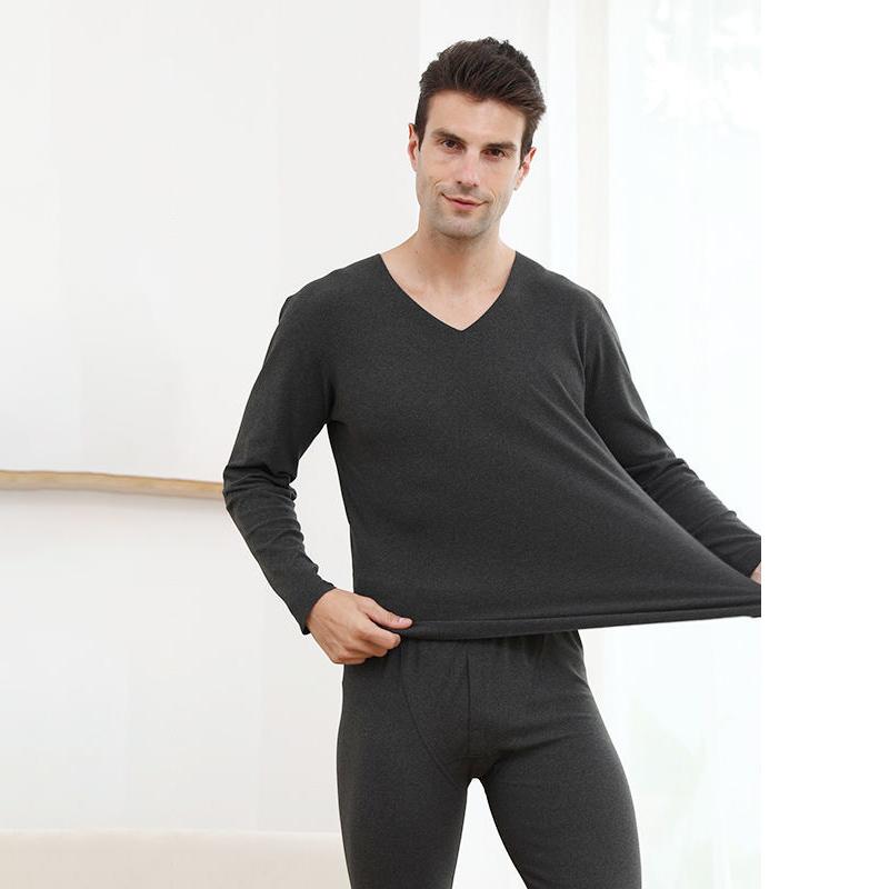 Men Winter Autumn Plus Velvet Thicken Thermal Underwear Tight Suit Constant Temperature Self-heating Soft Lining Male Pajamas Spring Long Sleeve Warm