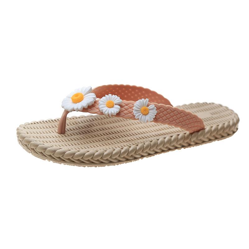 Flip-flops Female Summer Small Daisy Non-slip Beach Vacation Outer Wear Flip Flops Flip Flops Flat Bottom Light Ladies Sandals