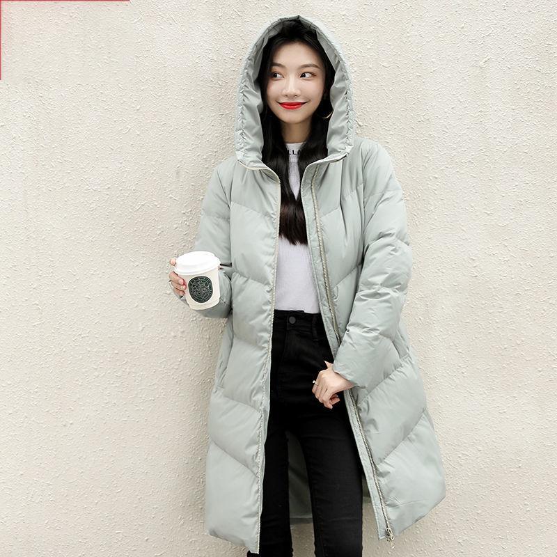 Women's Mid-length Over-the-knee High-end White Duck Down Fashionable Loose Winter Warm Coat