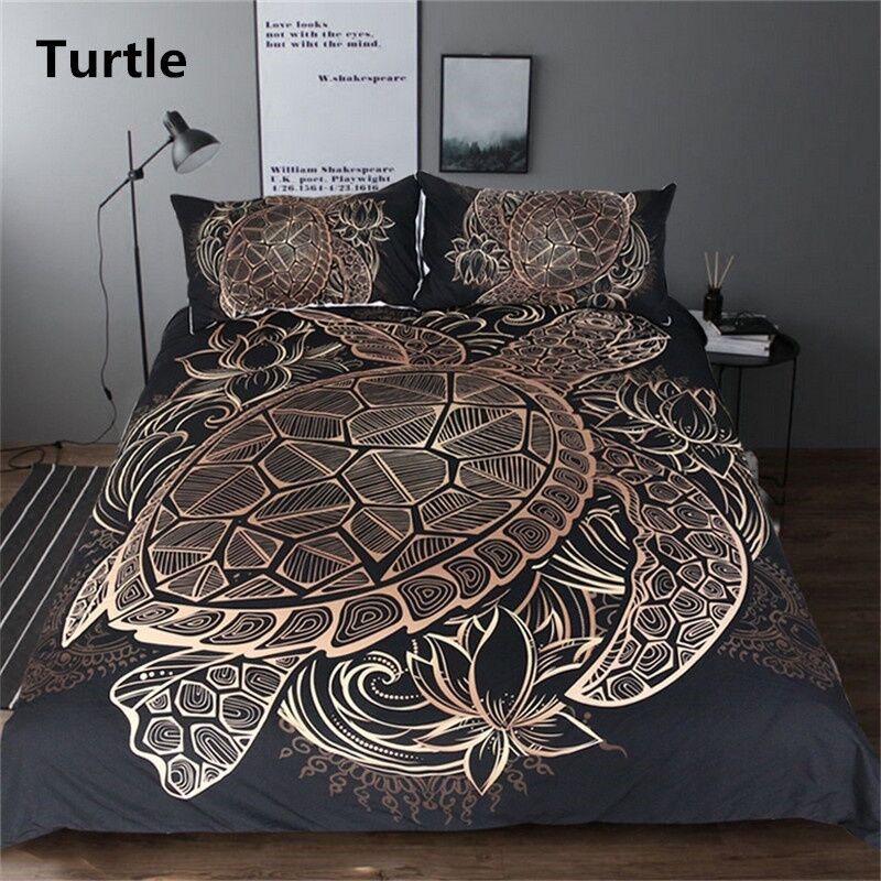 Set of Duvet Cover Gold Silk Embroidery Quilt Bedding Pillows Luxury Home Textile Bedclothes