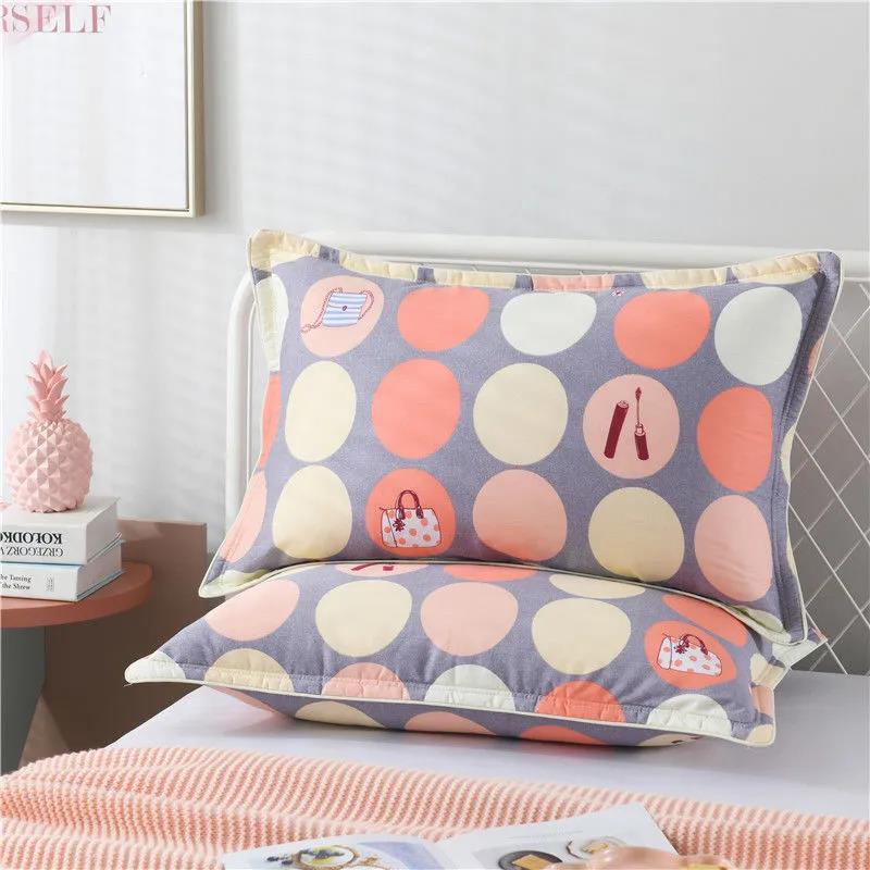 48x74cm Pillowcase Thick Pure Cotton Pillowcase Double Queen Size Bedroom Printing Pillowcase Bedding Two Pieces