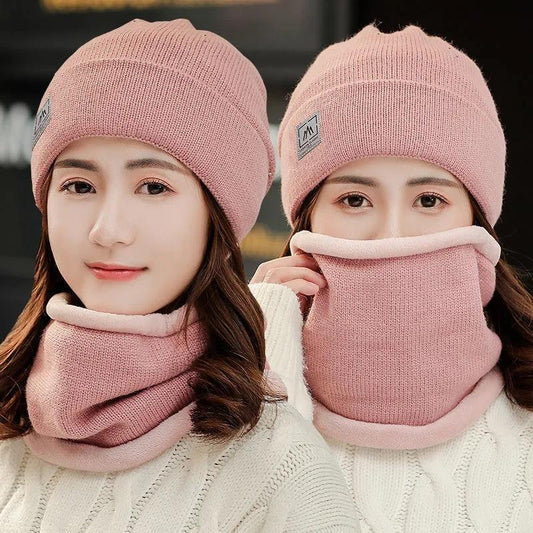 Women's Warm Hats Scarf Set Outdoor Face Cover Neck Protection Plush Woolen Caps Bib Thick Korean Style All Match Windproof Dome Beret