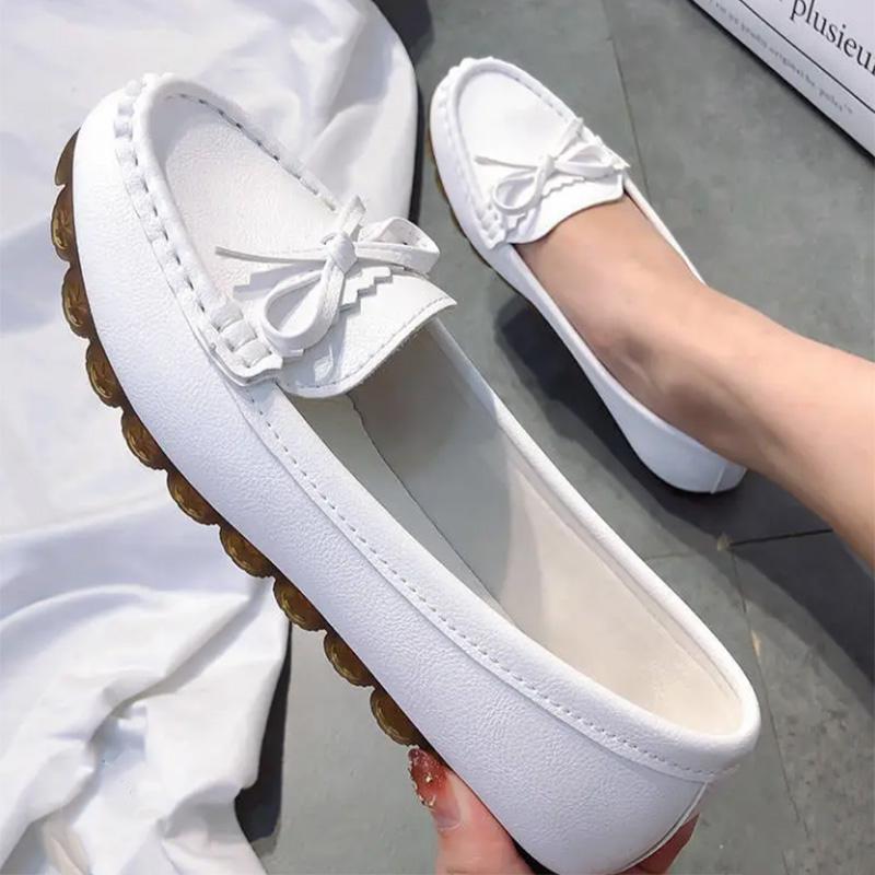 Peas Shoes Women's All-match Soft-soled Pregnant Women's Flat Shoes Casual Shoes White Nurse Shoes