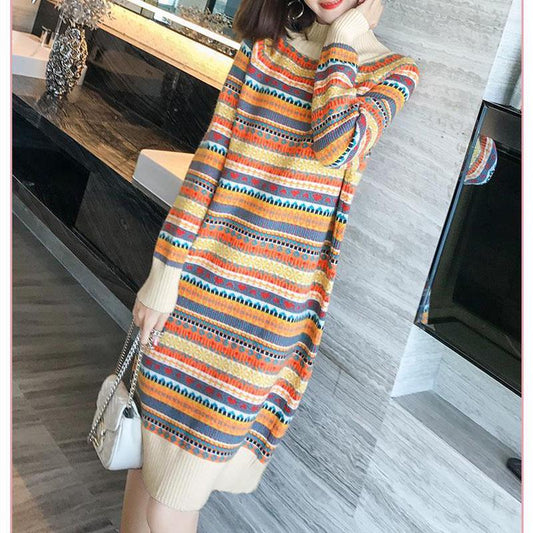 Autumn and Winter Knitted Bottoming Shirt with Long Sleeves Highlights Temperament Tops Slim Fashion Sweater Skirt