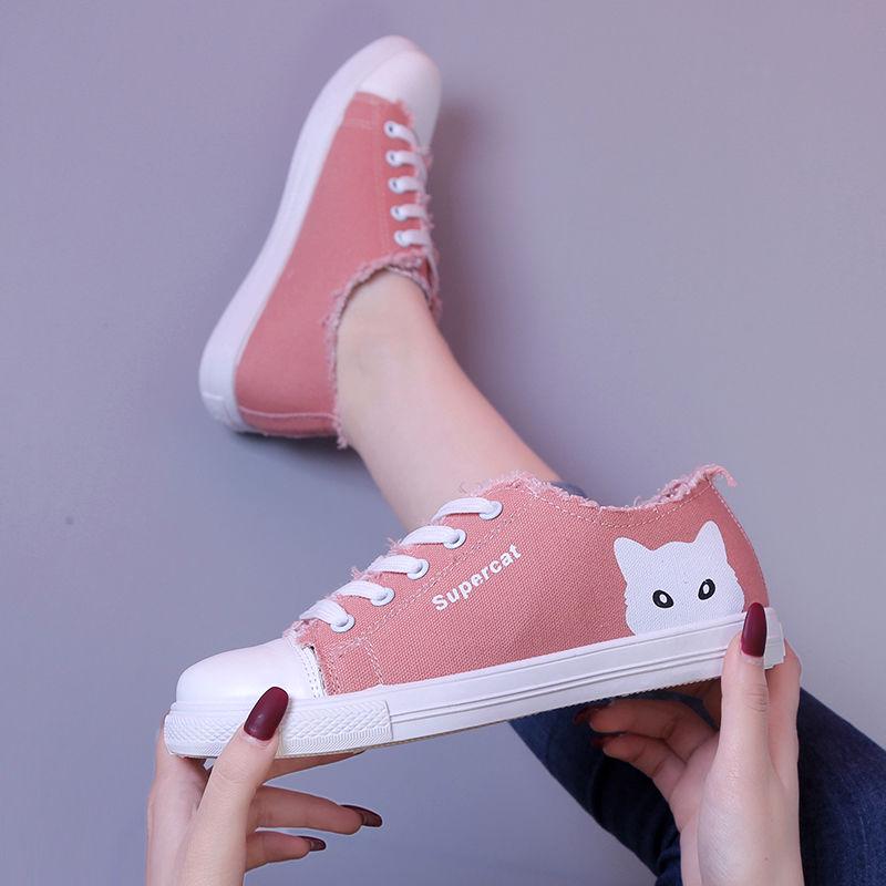 Canvas Shoes Casual Students Wild Thick Small White Kitty Shoes