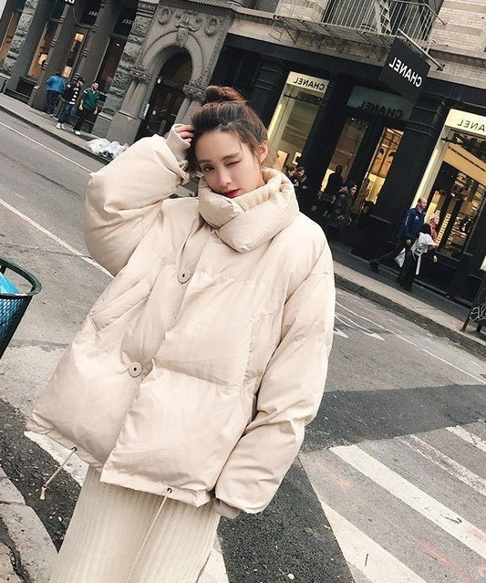 Women's Padded Jacket Fashion Winter Clothing Student Bread Coat Padded Coat Thickened Short Loose Coat Plus Size