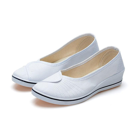 Nurse Shoes Canvas Shoes Summer Women's Low-top White Wedges Soft-soled Work Shoes Mother Shoes