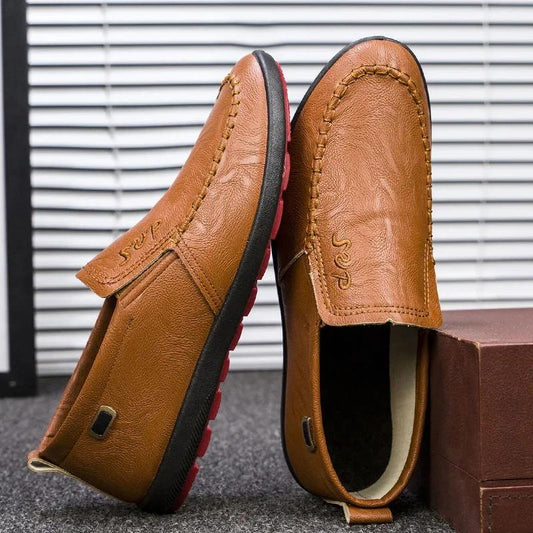 Men's Casual Leather Shoes Business British Leather Shoes Comfortable Soft Bottom Breathable Driving Shoes Slip on Loafers