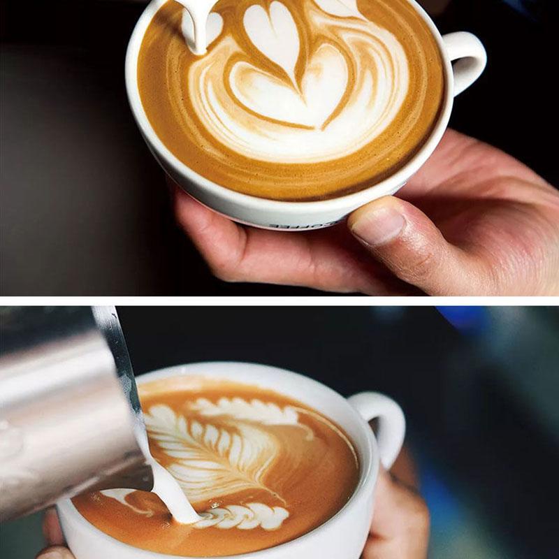 Stainless Steel Coffee Tool Frothing Pitcher Pull Flower Cup +Cafe Foam Template Barista Stencils Decoration Tool