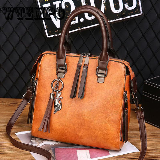 Leather Handbags Women Tassel Crossbody Shoulder Bags Tote Women Fashion Bag