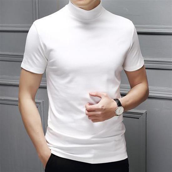 Mens Fashion T-Shirts Half Turtleneck Short Sleeve Slim Fit Basic Pullover Tees