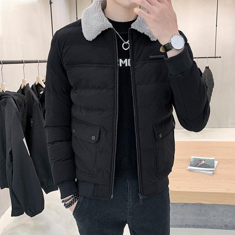 Men's Trendy Winter Coat Jacket Plus Velvet Thick Leather Jacket Fashion Warm Cotton Coat