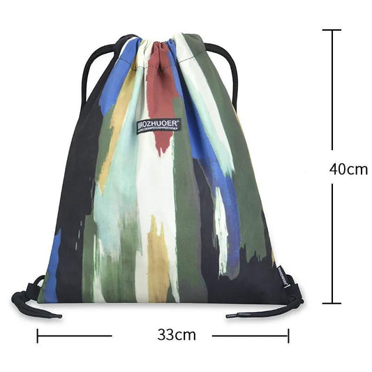 Colorful Casual Unisex Multi-layer Canvas Backpack Travel Drawstring Closure Large-capacity Sports Waterproof