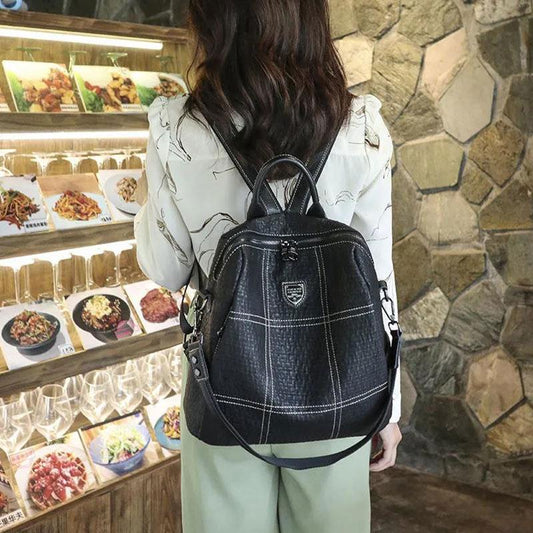 Leather Backpack Ladies Premium Western Style Backpack Soft Leather Large Capacity Travel School Bag