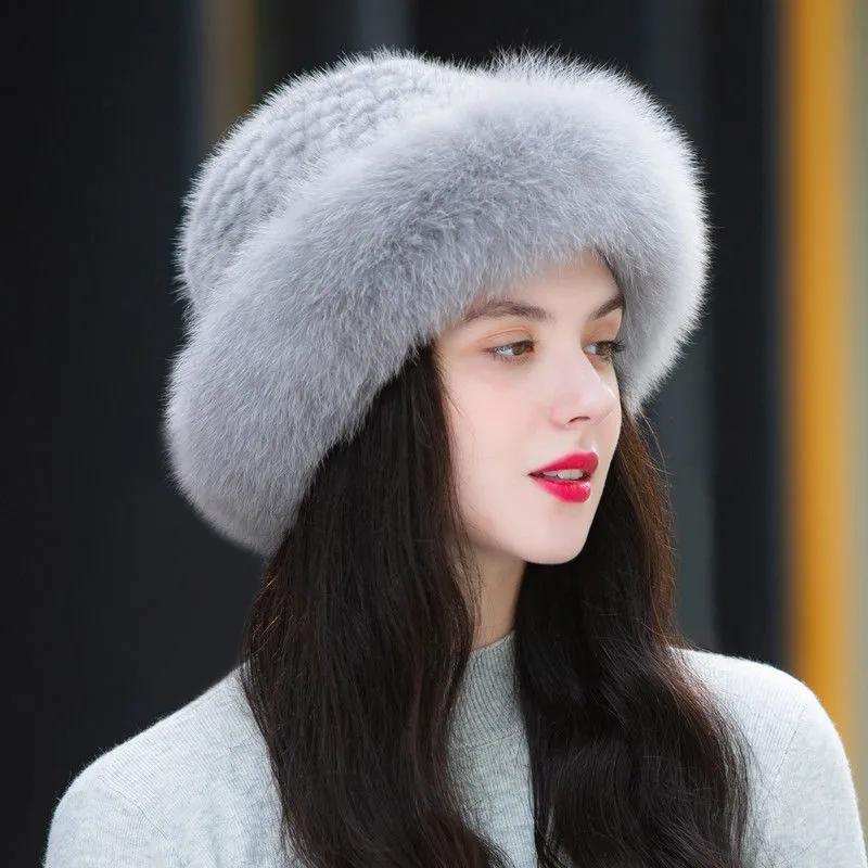 Winter Hat Imitated Fox Fur Plush Beret All-match Ladies Hat Warm Cold Proof Ear Protection Retro Hat Solid Fluffy Plush Top Cap Fur Hat