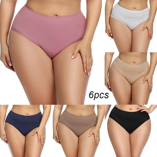 6pcs Seamless Plus Size Women's Panties Close To High Waist Sexy Cotton Briefs XL-6XL