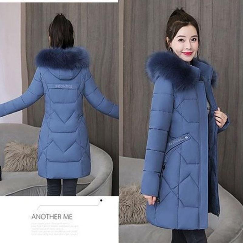 Down Jacket Winter Korean Fashion Big Fur Collar Mid-length Hooded Thick Warm Large Size Jacket Suitable for Women