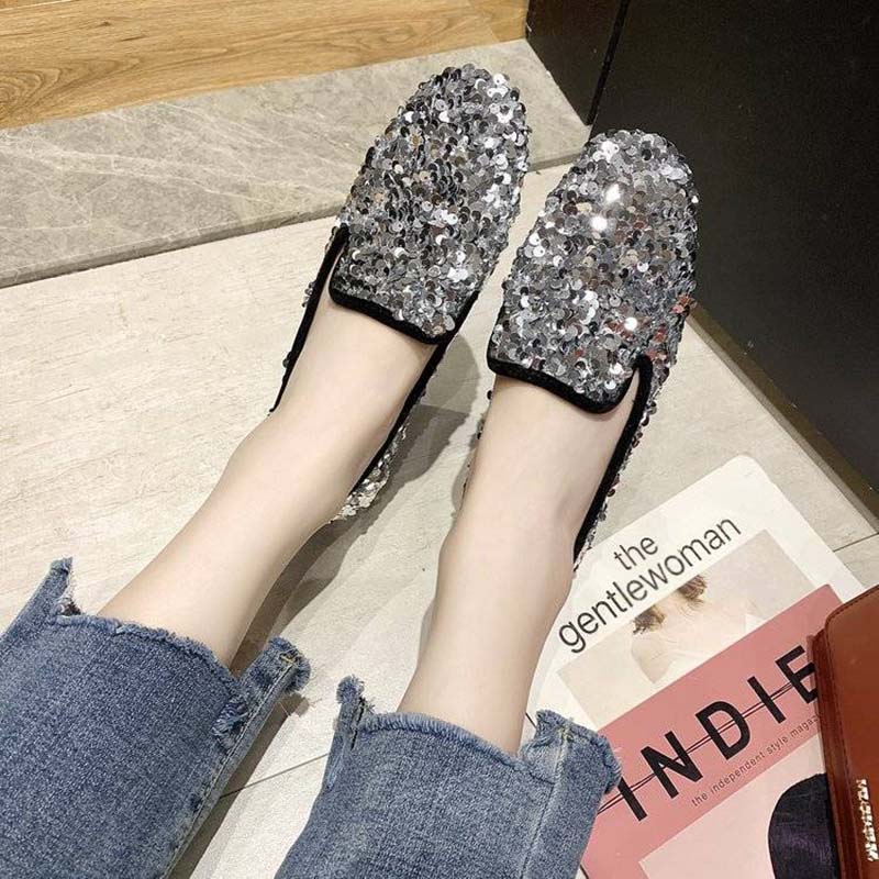 Rhinestone Society Women's Shoes Spring and Summer Korean Style One-legged Peas Shoes Pumps