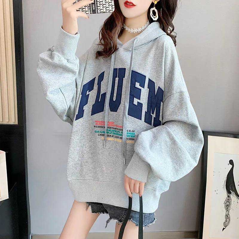 Sweatshirts Women's Embroidered Letters Spring and Autumn Thin Loose Large Size Top