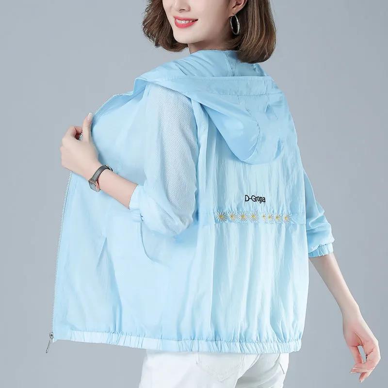 Daisy Sunscreen Clothing Women's UV Protection Long-sleeved Summer Breathable Hooded Thin Coat Women