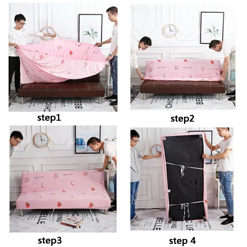 Plush Thickening Folding Sofa Cover All-inclusive Stretch Sofa Cover Multifunctional Armless Folding Sofa Bed Dust Cover