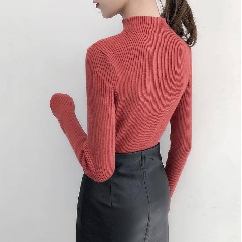 Zipper Turtleneck Women Sweater Solid 2019 Winter Fashion Sweater Ladies Slim Sexy Knitted Pullovers