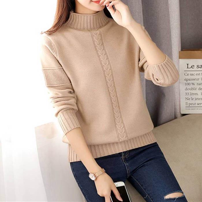 Women Thin Warm Half Turtleneck Pullover Sweater Black Slim Knitted Bottoming Shirt Coat