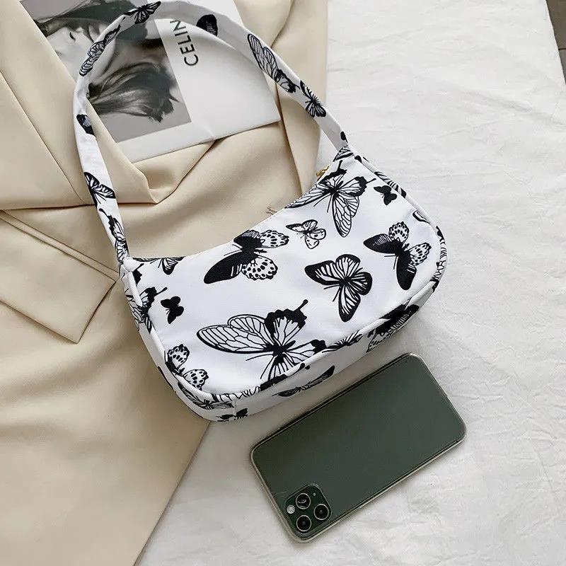 Baguette Bag Nylon Animal Pattern Armpit Bag for Women Shoulder Handbags Lady Simple Hand Bag