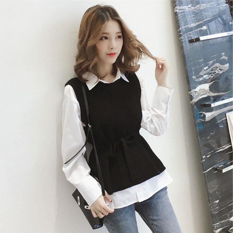 Spring and Autumn Loose Solid Color Vest Sleeveless Knitted Lace Sweater Fashion Women's Top