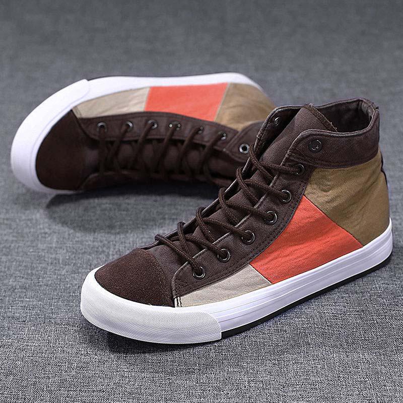 Plus Size 39-44 Summer Men Canvas Sneakers Comfortable Running Basketball Shoes Breathable Shockproof Non-slip Colorblock Shoes