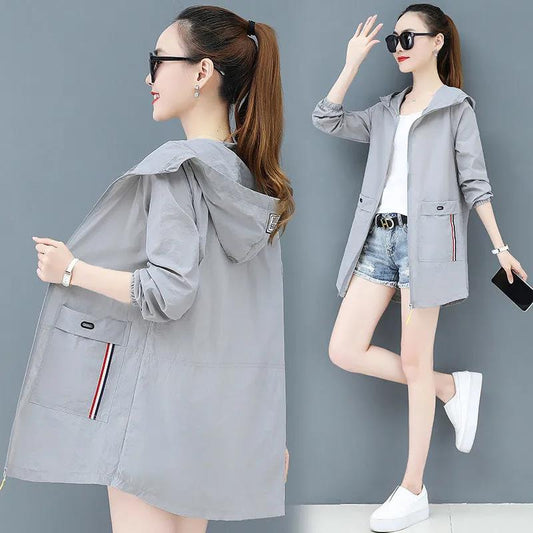 M-4XL Women Sun Protection Coat Waterproof Hooded Jacket UV Protection Thin Windbreaker Soft Casual Top Regular