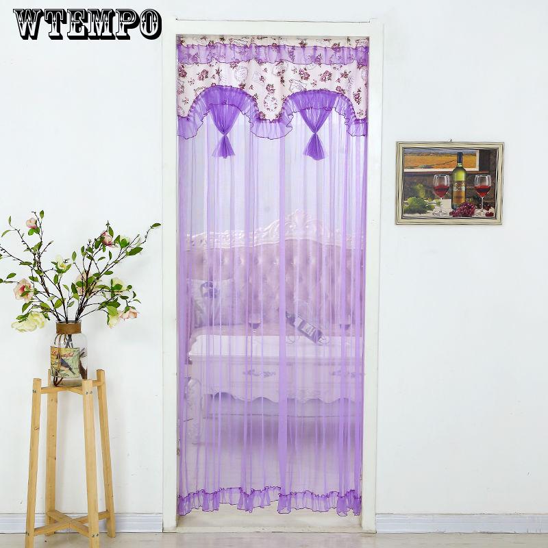 WTEMPO Lace Spinning Mute Anti-mosquito Long Curtain Free Punching Telescopic Rod Curtain Bedroom