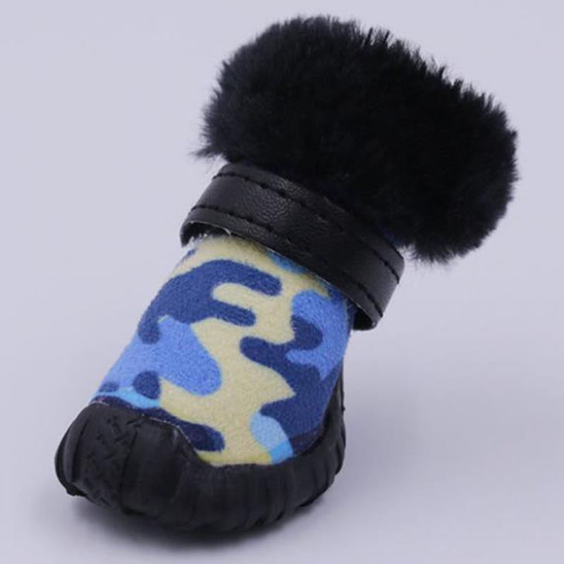 4 Pieces/Pet Shoes Set Of Outdoor Indoor Pet Dog Winter Anti-Skid Comfy Walking Warm Cozy Fleece Waterproof Shoes Snow Boots Dog Cat Boot Socks