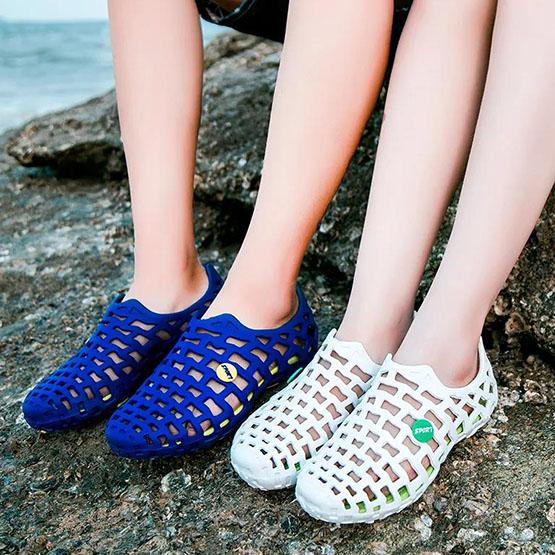 Spring Summer Women's Plus Size Wading Shoes Men's Casual Beach Sandals Non-slip Roman Sandals Solid Color Hollow Couple Shoes