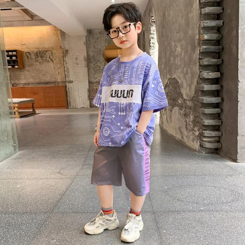 2 Pcs Children Summer Clothes Set Boys T Shirt + Pants Casual Sports Suits 6 8 10 12 13 14 Years Kids Clothing Casual Tracksuit