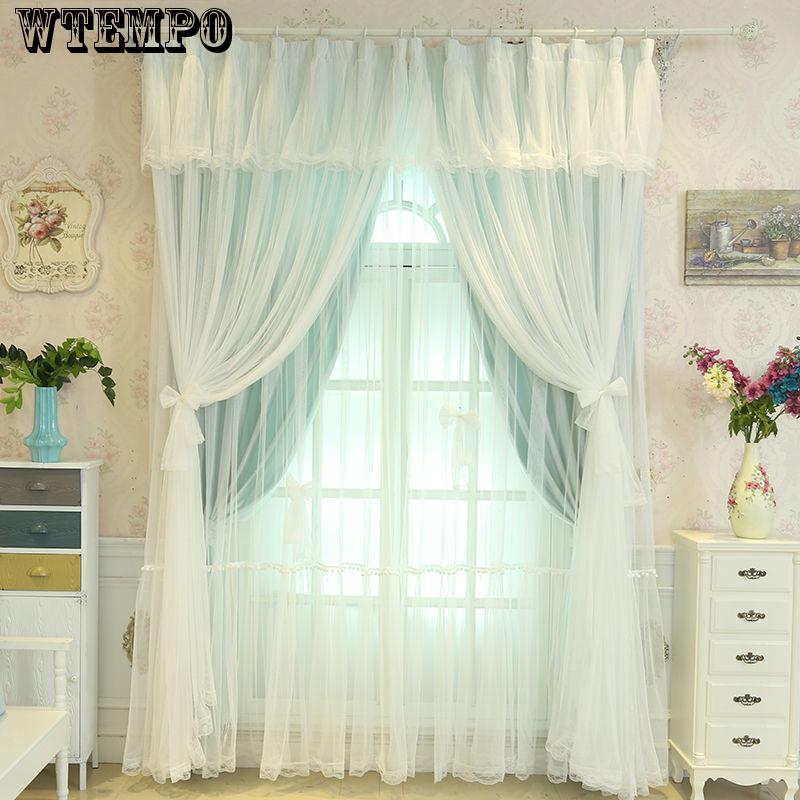 WTEMPO Curtain Tulle Window Treatment Voile Drape Valance Double-deck Window Curtains Living Room